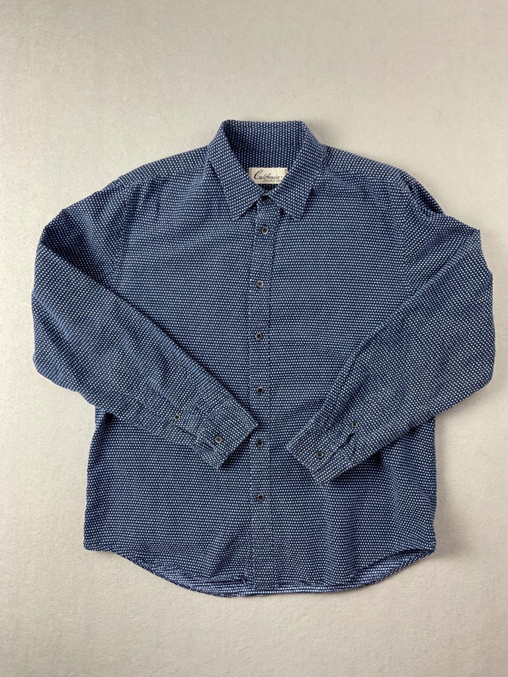 Men's California Shirt Co. Long Sleeve Blue Geometric Diamond Button Down Size L